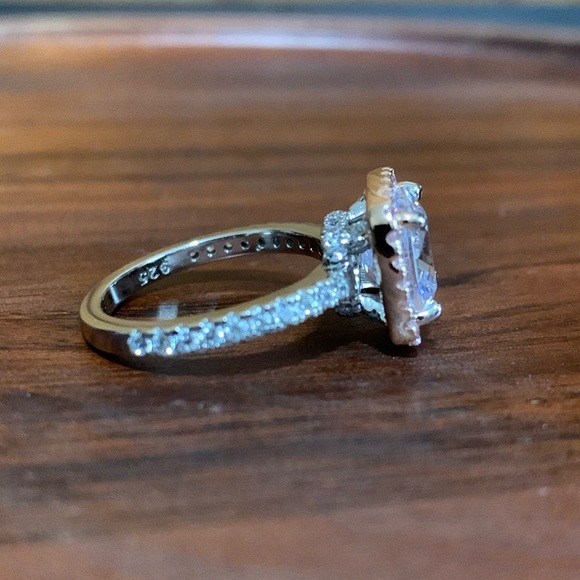 Sterling Silver & Rose Gold Cushion Cut CZ Ring - Picture 4 of 6